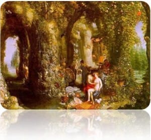 mitologia ulisses e calipso, pintura renascentista do pintor Jan Brueghel el Vell em 1616