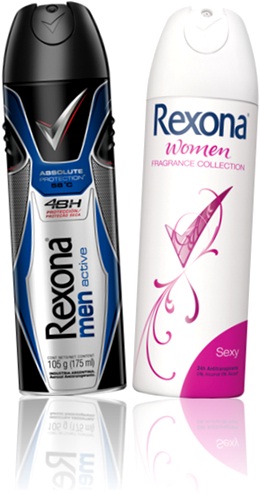 desodorantes rexona men active e rexona women sexy, inglês politicamente correto