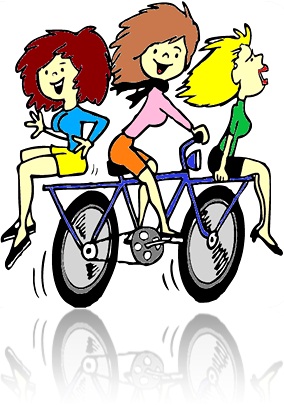 três mulheres andando de bicicleta cely entre madonna e lady gaga