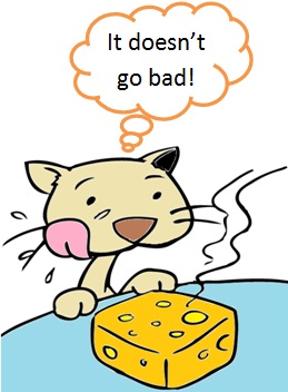 gato comendo queijo e dizendo it does not go bad ele não apodrece