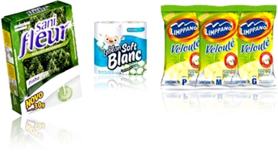 desodorizador sanitário sani fleur pinho, papel higiênico leblon soft blanc e luvas velouté limppano