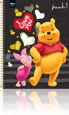 caderno tilibra espiral i love you ursinho pooh pronomes I, you, he, she, it, we, they