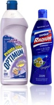 optimum pronto uso e sapólio radium, latim, limpeza, casa, cozinha