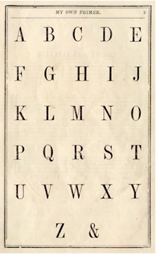 alfabeto inglês com ampersand no final, e comercial