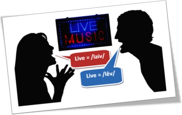 live music, discussão a respeito da pronúncia da palavra inglesa live, inglês