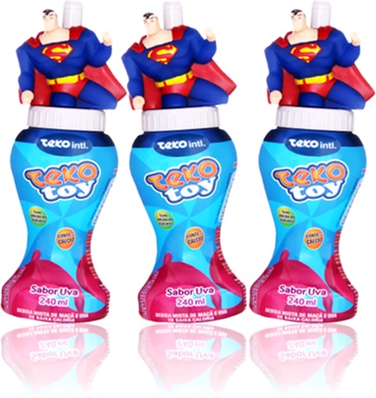 suco sabor uva teko toy disney superman brinquedo