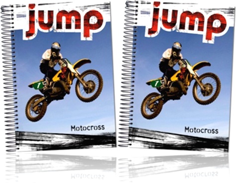 caderno universitário jump motocross foroni, colégio, escola, estudante