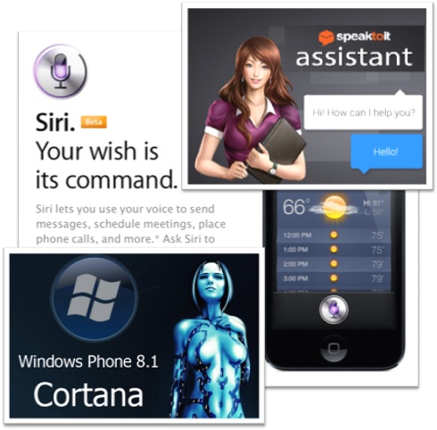 assistente virtual, sistema operacional android, windows phone, ios, speaktoit, cortana, siri