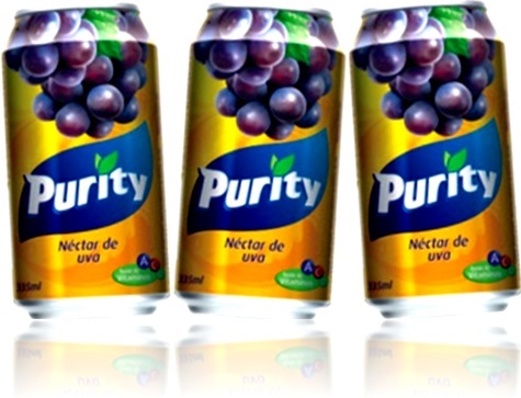 latas de néctar suco refresco ponche de frutas uva purity