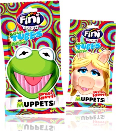 fini regaliz sour tubes ácidos os muppets sabor tutti-frutti