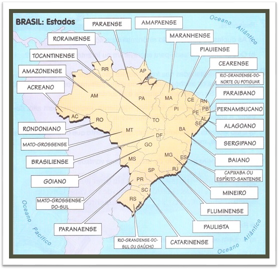 adjetivos pátrios, gentílicos dos estados brasileiros, brazililan nationality adjectives, native of brazil