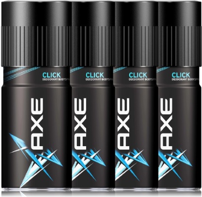 desodorante spray axe click, perfume masculino, antitranspirante