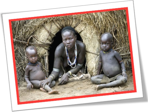 omo river, omo valley, tribes, mother and children, ethiopia