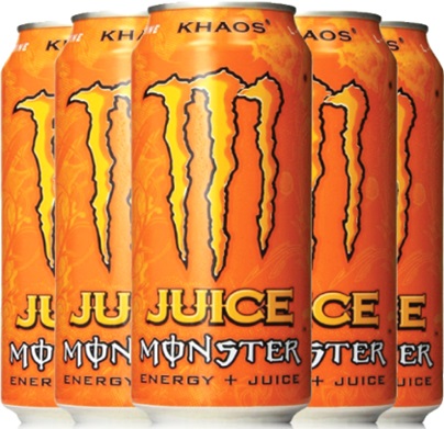 lata de bebida energética, energy drink, khaos juice monster