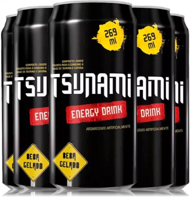 bebida energética, energy drink, tsunami, latas
