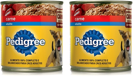 latas de ração pedigree sabor carne para cães adultos