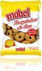 pacote plástico de rosquinhas de coco e biscoitos marca mabel