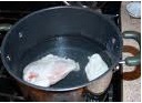 boil the chicken, ferver o frango galinha