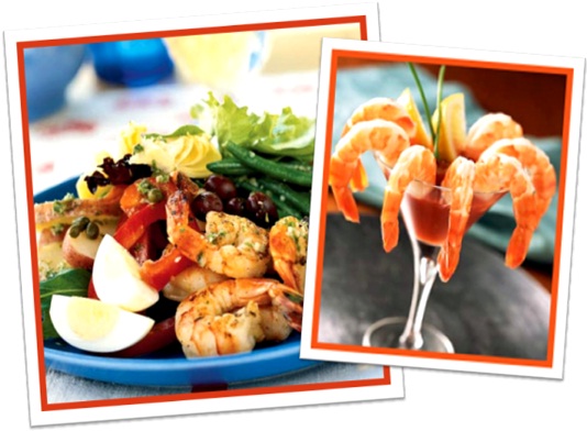 shrimp salad, shrimp cocktail, salada de camarão, coquetel de camarão