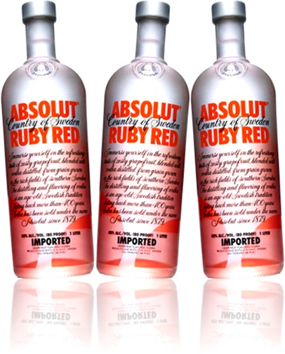 garrafas de vodka absolut ruby red para drinks