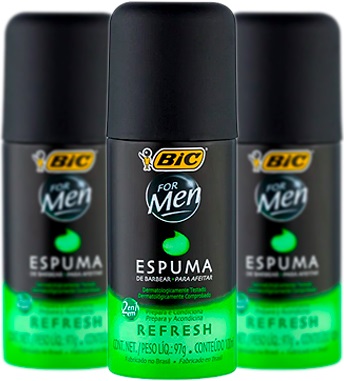 espuma de barbear bic for men refresh