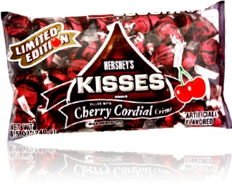pacote de chocolate hersheys kisses com licor de cereja cherry cordial