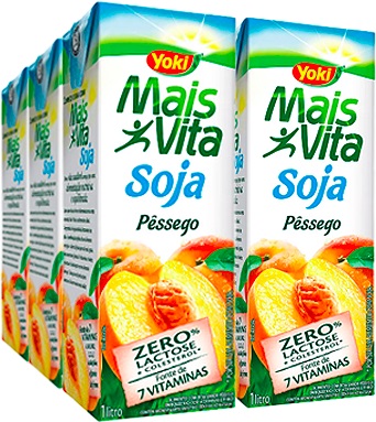 leite de soja yoki mais vita sabor pêssego zero lactose fonte de vitaminas