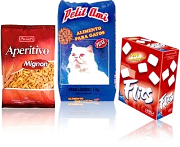 biscoito aperitivo parati mignon, ração para gatos petit ami e chiclete canela flics