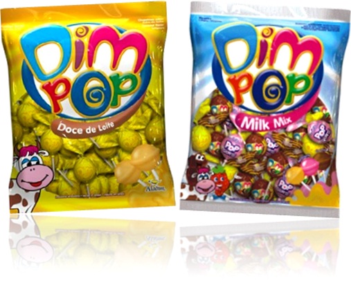 pirulitos dim pop sabores doce de leite e milk mix