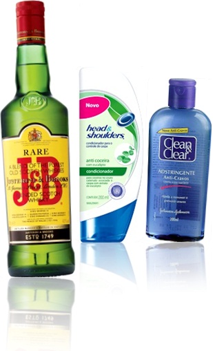 ampersand em  J&B scotch whisky, Justerini & Brooks, shampoo heads & shoulders, adstringente clean & clear