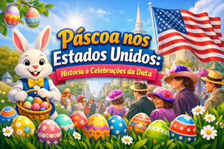 Páscoa nos Estados Unidos com Easter Bunny, ovos de Páscoa e desfile de Easter parade