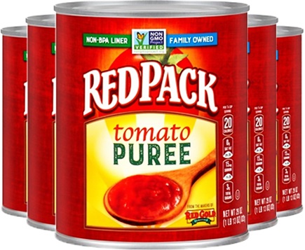 tomato puree, tomato paste, redpack cans