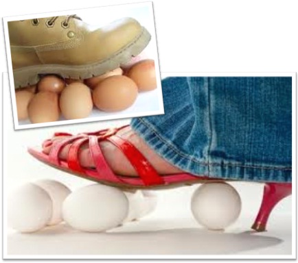 pisando em ovos, walking on eggshells, inglês, português