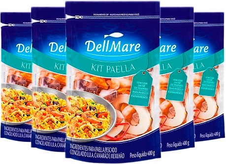 dell mare kit paella, camarão, polvo, lula, marisco