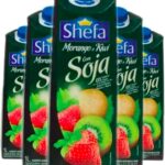 caixa de suco shefa com soja sabor frutas polpa de morango e kiwi