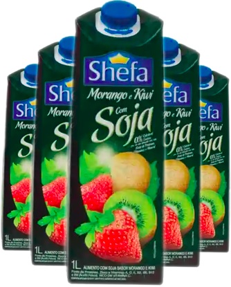 caixa de suco shefa com soja sabor frutas polpa de morango e kiwi