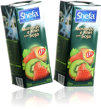 caixa de suco shefa com soja sabor frutas polpa de morango e kiwi