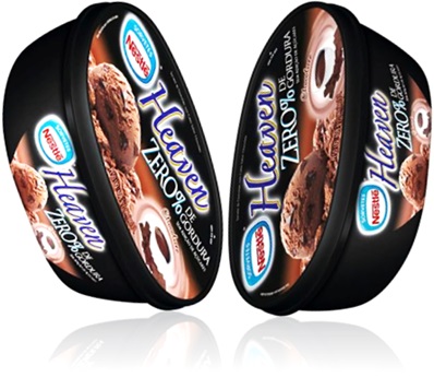 potes de sorvete nestlé heaven sabor chocolate zero calorias