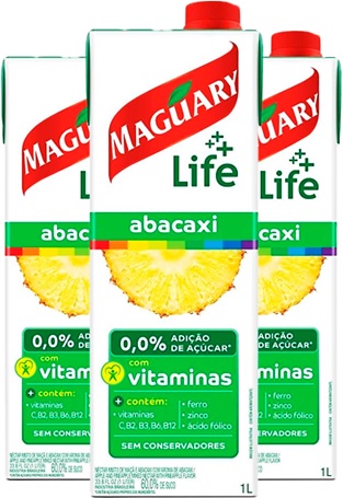 caixa suco maguary life, sabor abacaxi vitaminas sem conservantes