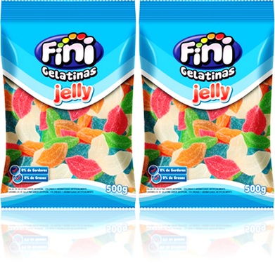fini jelly balas bocas açucaradas de gelatina sabores morango laranja limão anis