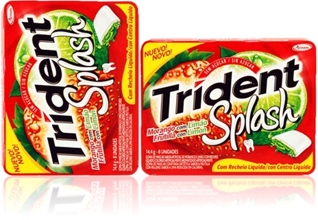 chiclete goma de mascar trident splash sabor morango com limão sem açúcar