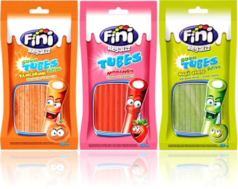 tubinhos fini regaliz sour tubes tangerina, morango, maçã verde