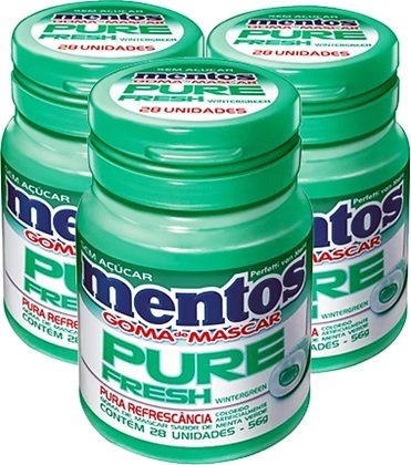 chiclete mentos goma de mascar pure fresh sem açúcar sabor menta