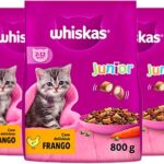 ração para filhote de gato, alimento sabor frango, whiskas junior, de 2 a 12 meses ração para filhote de gato, alimento sabor frango, whiskas junior