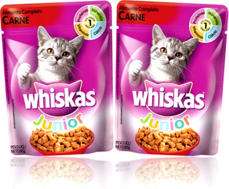 ração para filhote de gato, alimento completo carne whiskas junior