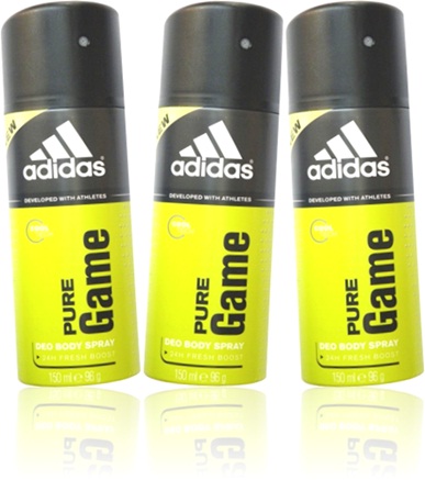 desodorante masculino adidas pure game, antitranspirante, suor