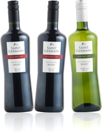 vinhos tinto e branco saint germain assemblage, vinícola aurora, brasil, uvas roxas e verdes