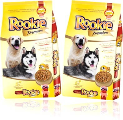 ração, alimento para cães rookie sabores carne e fígado, husky siberiano, labrador