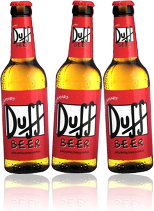 bottles of duff beer, garrafas de cerveja duff