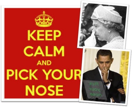 keep calm and pick your nose, rainha elizabeth II e presidente barack obama tirando meleca